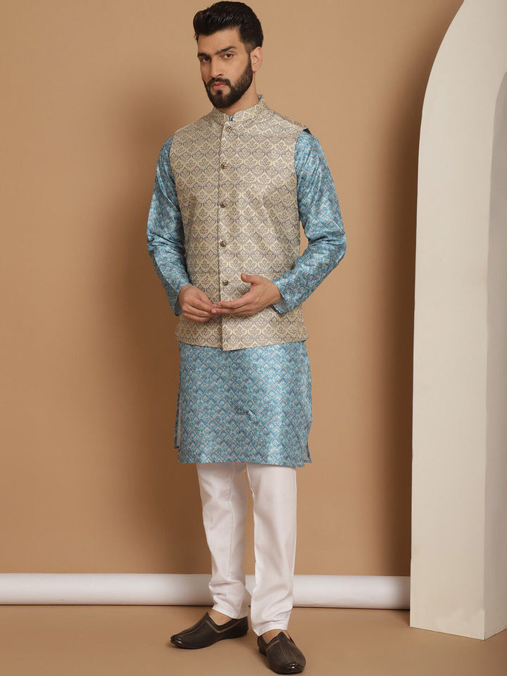 Anouk Woven Design Ethnic Motifs Regular Kurta with Churidar & Nehru jacket