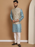 Anouk Woven Design Ethnic Motifs Regular Kurta with Churidar & Nehru jacket