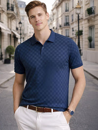ADRO Men Checked Polo Collar T-shirt