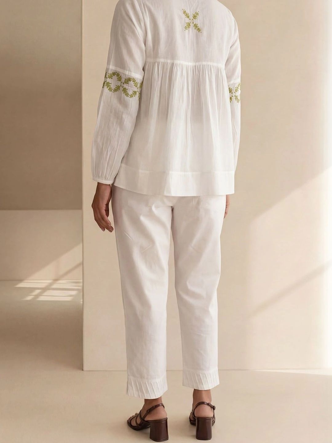 House of Chikankari Floral Embroidered Ethnic Cotton Top