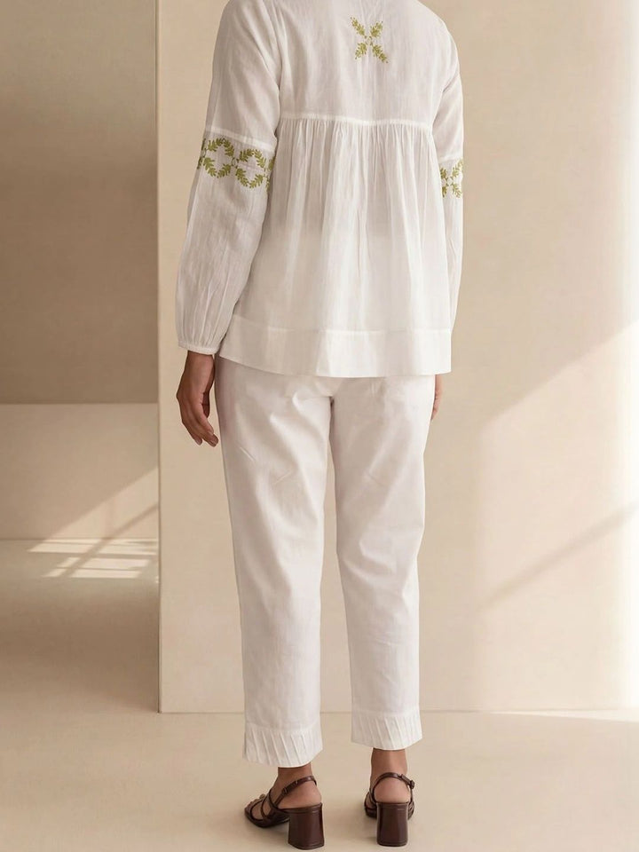 House of Chikankari Floral Bordir Ethnic Cotton Top