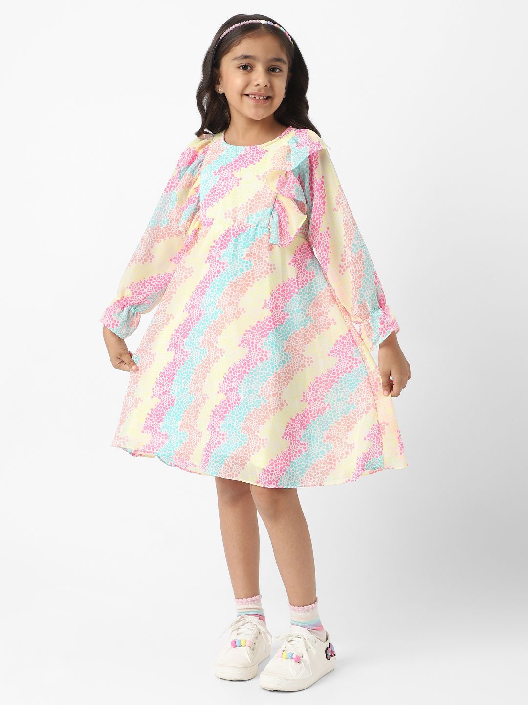 Nauti Nati Girls Bell Sleeve Ruffled A-Line Dress