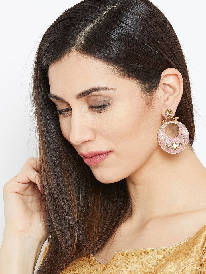 Anouk Gold-Plated Stone Studded Circular Drop Earrings