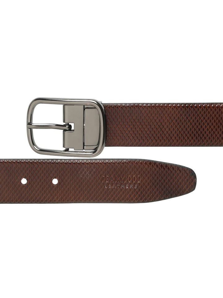 Teakwood Leathers Men Textured Leather Reversible Formal Belt