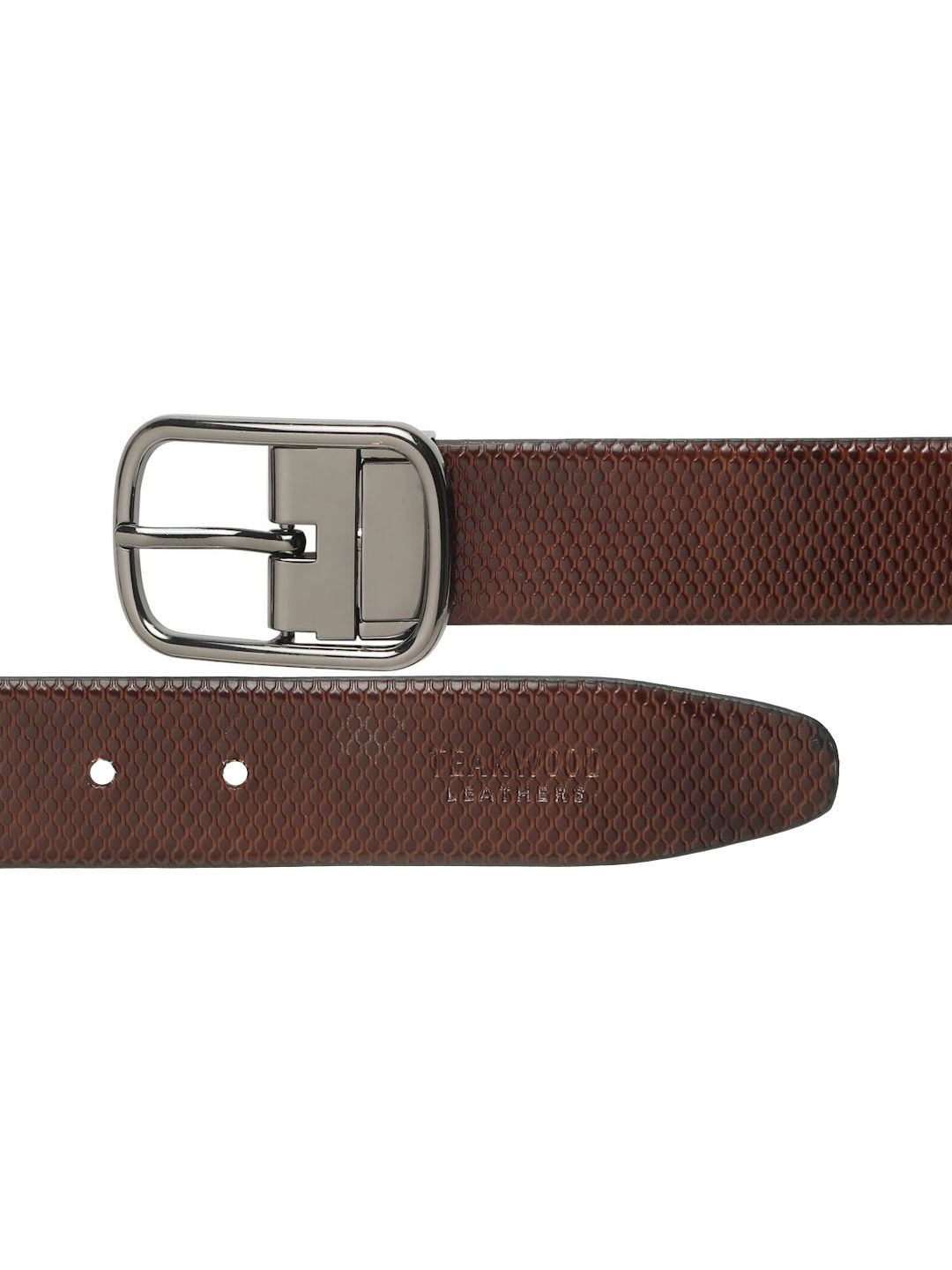 Teakwood Leathers Men Textured Leather Reversible Formal Belt