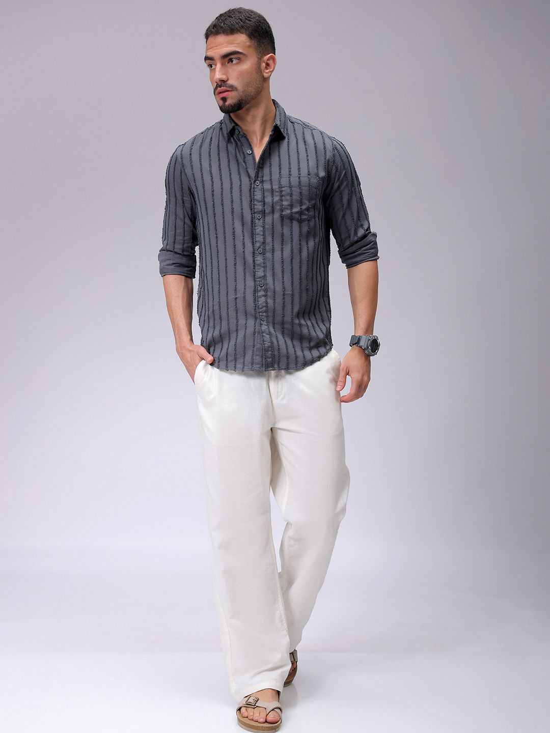 The Indian Garage Co Men Slim Fit Opaque Casual Shirt