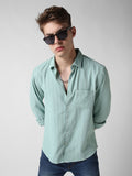 VASTRADO Men Classic Cutaway Collar Textured Slim Fit Casual Shirt
