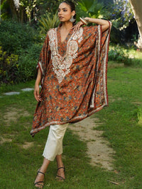 House of Chikankari Women Printed Chikankari Crepe Kaftan Kurta