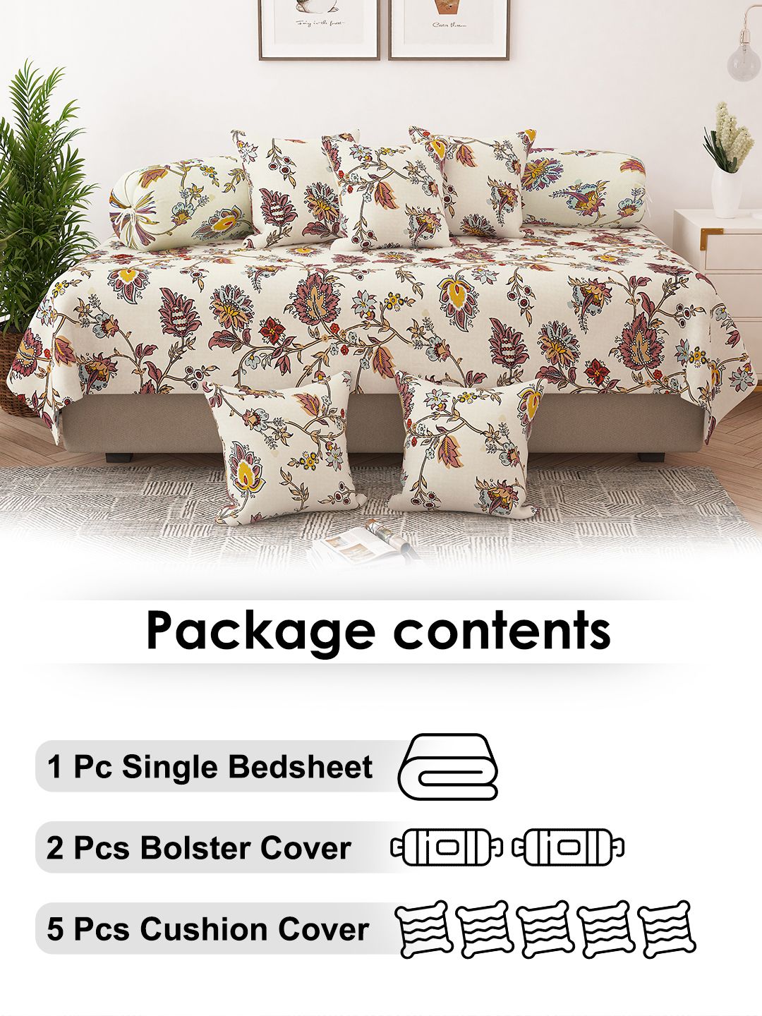 Story@home 8-Piece Satin Finish Diwan Set