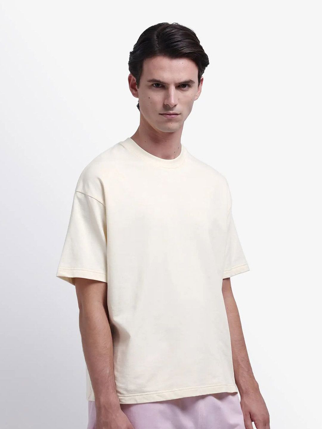 RARE RABBIT Floral Printed Drop-Shoulder Sleeves Oversized Cotton T-shirt