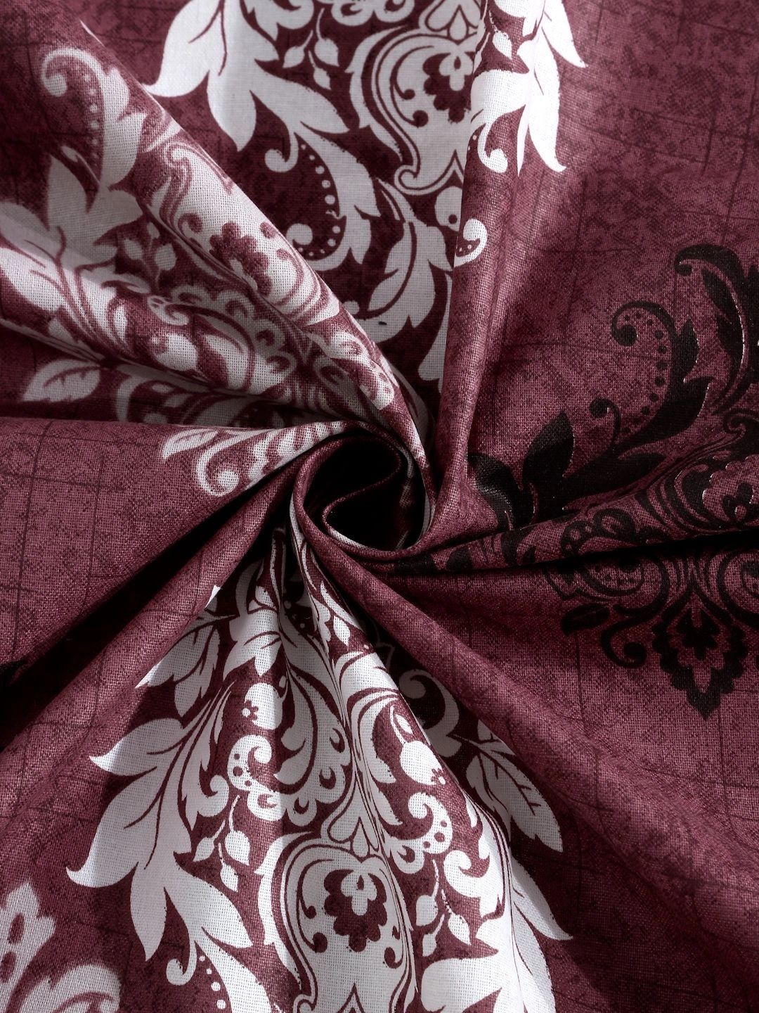 Myntra Elegant Homes Maroon Floral 400 TC Single Bedsheet with 1 Pillow Covers