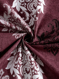 Myntra Elegant Homes Maroon Floral 400 TC Single Bedsheet with 1 Pillow Covers