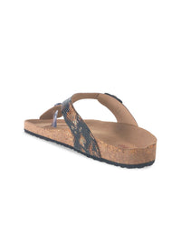 Metro Women Textured Tassels Open Toe Flats