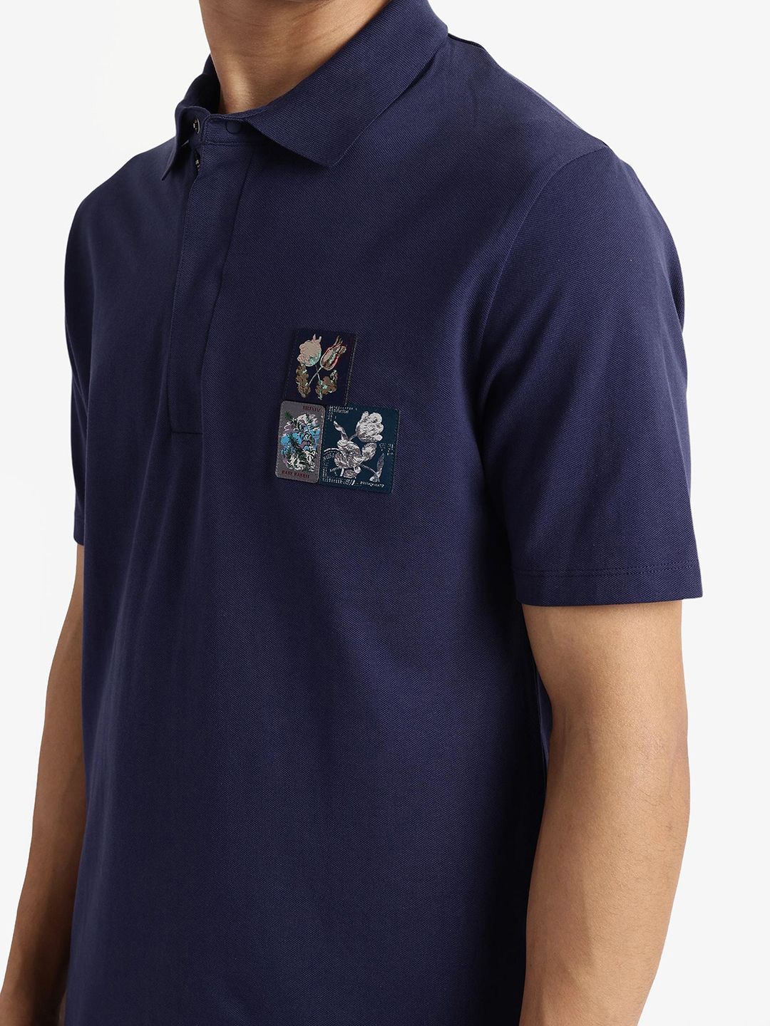 Lelaki Arnab Langka T-Shirt Kolar Polo Bercetak Floral