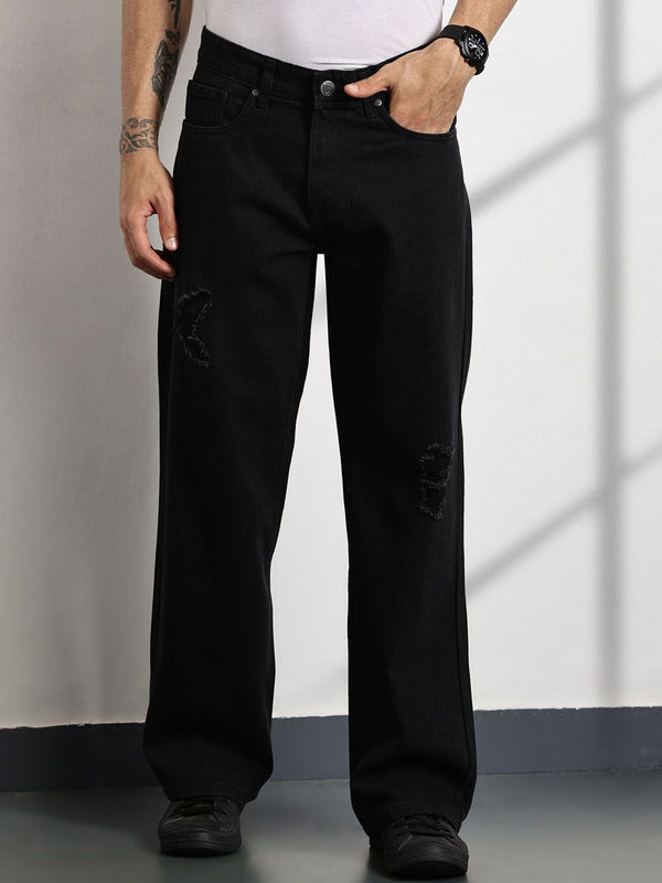 Thomas Scott Men Smart Mid-Rise Baggy Fit Cotton Non Stretchable Jeans