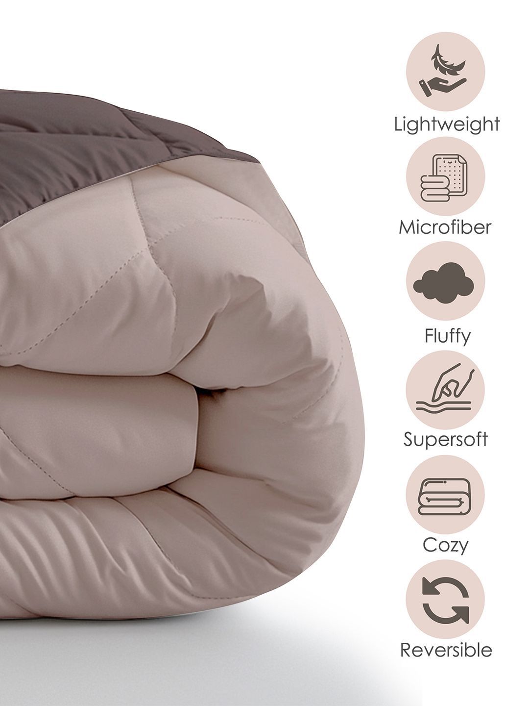 Story@home Browm & Beige Solid Reversible 240 GSM Heavy Winter Double Bed Comforter