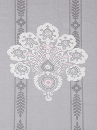 Myntra Elegant Homes Grey Floral Pure Cotton 400 TC Fitted King Superfine Bedsheet with 2 Pillow Covers-98 x 89 inches