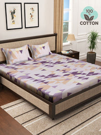 Myntra Elegant Homes Purple Printed 400 TC Pure Cotton King Bedsheet 2.25 m x 2.50 m