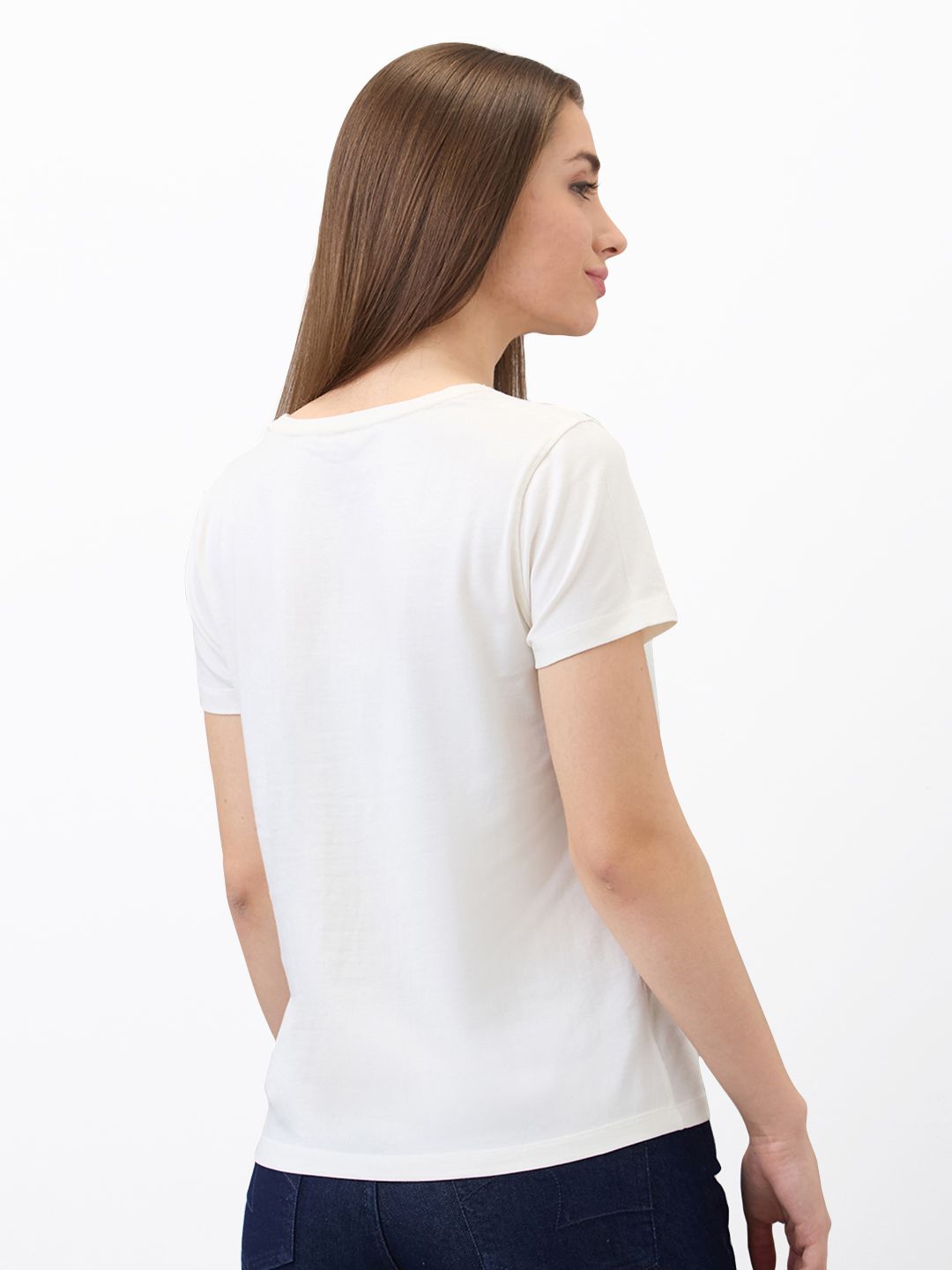 SPYKAR Women Regular Fit Floral Printed Round Neck Cotton T-shirt