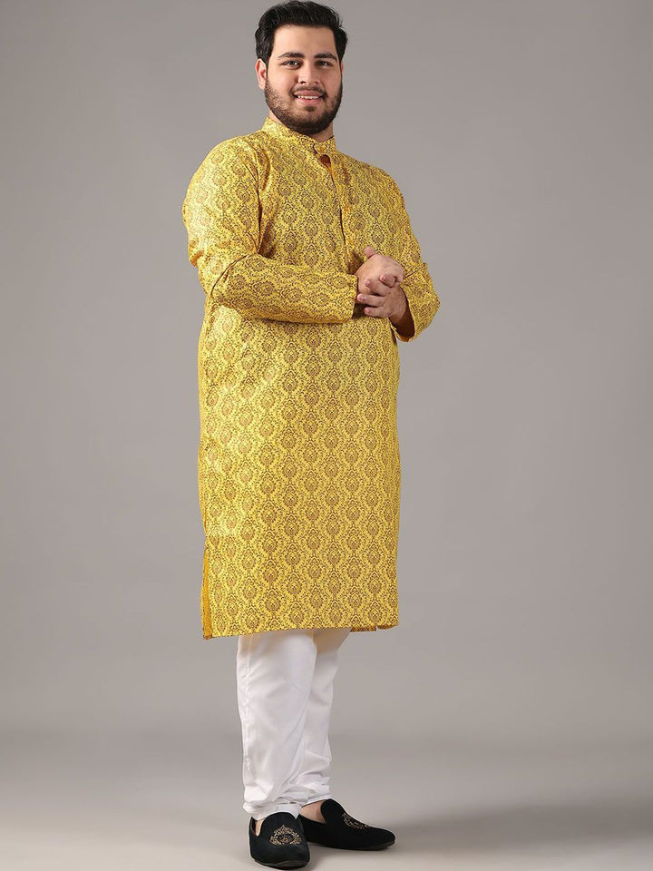 SOJANYA PLUS Saiz Motif Etnik Bercetak Kolar Jalur Kurta Lurus