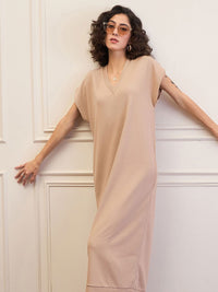 SASSAFRAS Women Midi V-Neck Sweater Dress