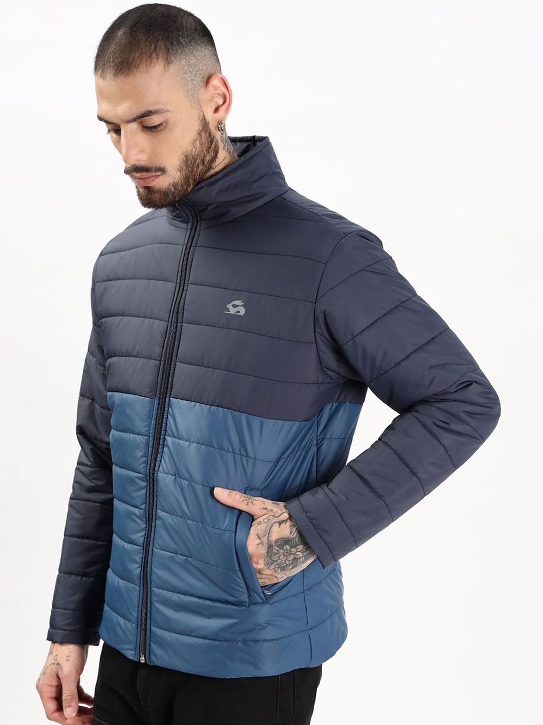 ADRO Men Colourblocked Windcheater Bomber Jacket