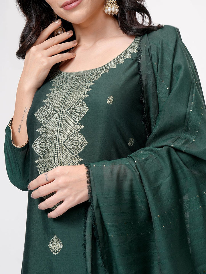 Vishudh Ethnic Motifs Woven Design Regular Straight Kurta With Trouser With Dupatta