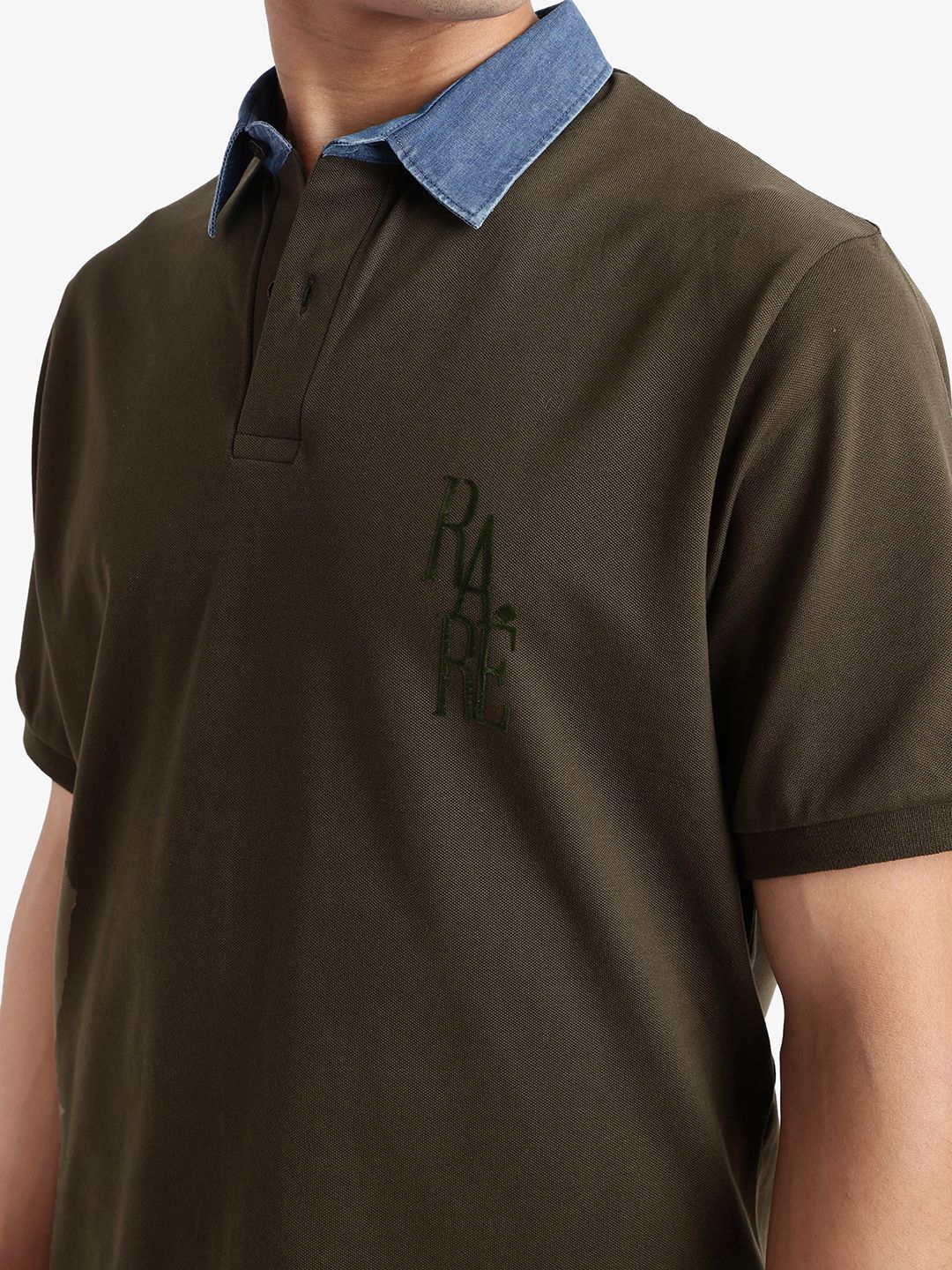 RARE RABBIT Men Solid Polo Collar Cotton T-shirt