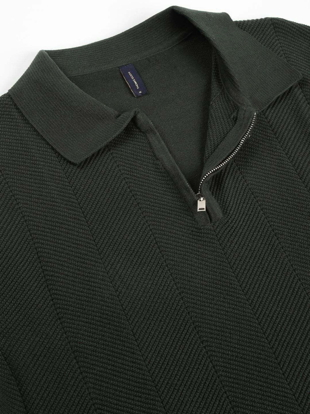Thomas Scott Men Bio Finish Solid Polo Collar Cotton T-shirt