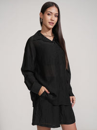 Tokyo Talkies Collar Neck Shirt With Shorts Co-Ords