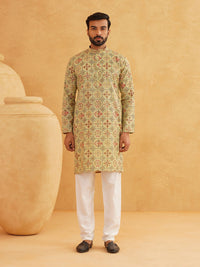 SOJANYA Ethnic Motifs Printed Band Collar Straight Kurta With Churidar