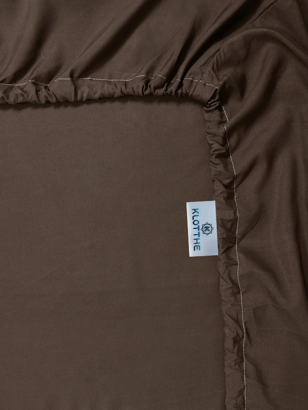 KLOTTHE Brown 400 TC Poly Satin Fine King Bedsheets