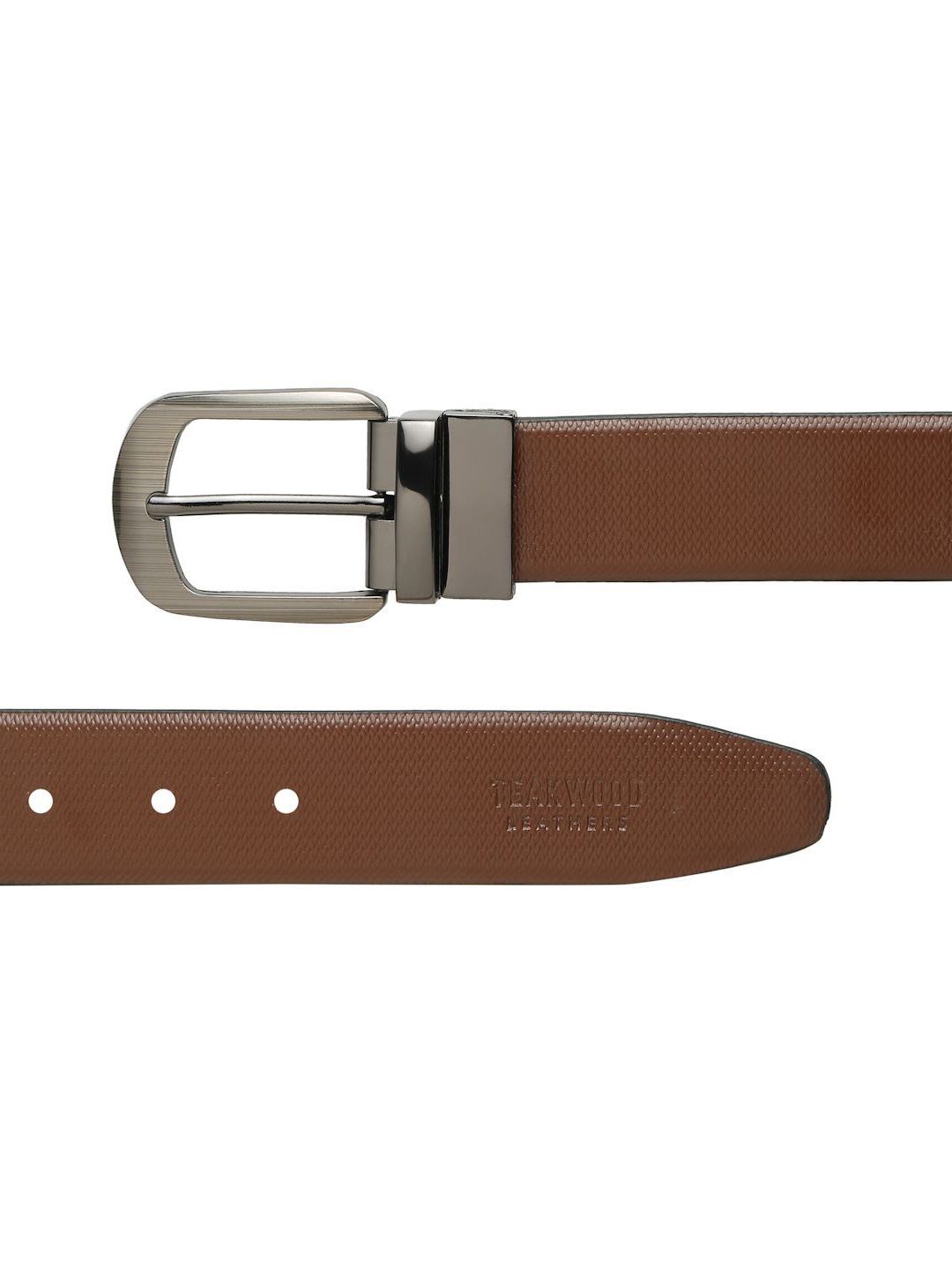 Teakwood Leathers Men Textured Leather Reversible Formal Belt