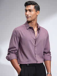 HIGHLANDER Men Slim Fit Spread Collar Textured Solid Casual Shirt