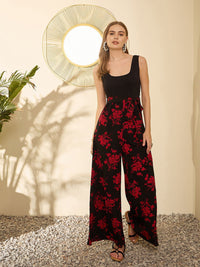 Berrylush Women Printed Round Neck Sleeveless Basic Jumpsuit