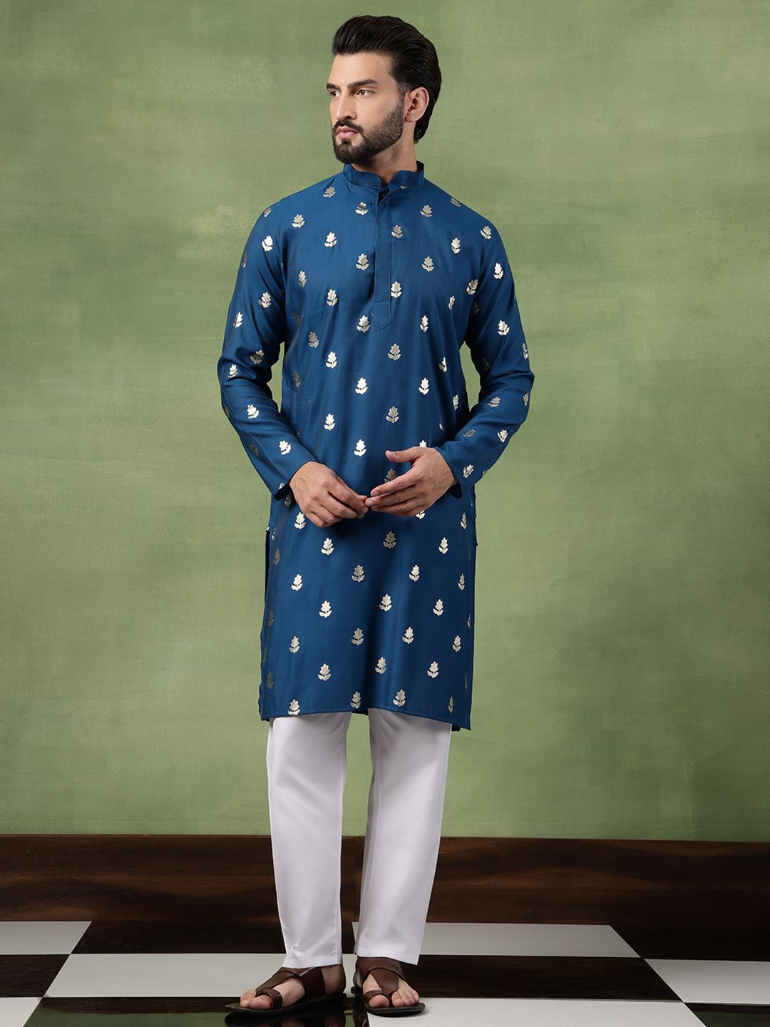 SOJANYA Men Floral Printed Kurta