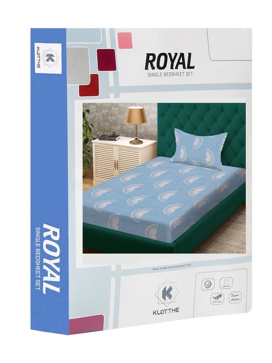 Blue Geometric Printed Flat 300 TC Single Bedsheet With Pillow Cover