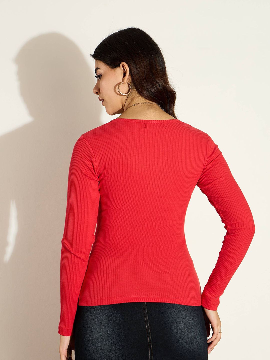 SASSAFRAS Women Square Neck Full Sleeves Top