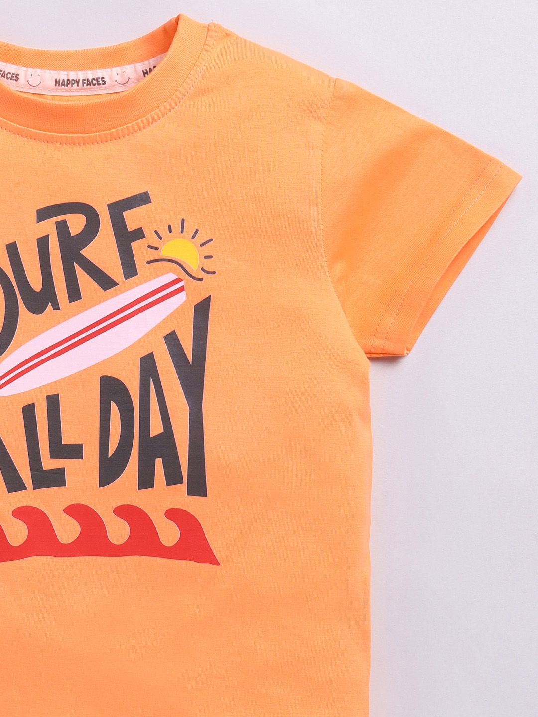 Happy Faces Kids Boys Typography Printed Pure Cotton T-Shirt