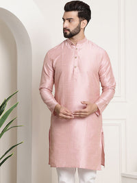 SOJANYA Striped Band Collar Long Sleeves Straight Kurta