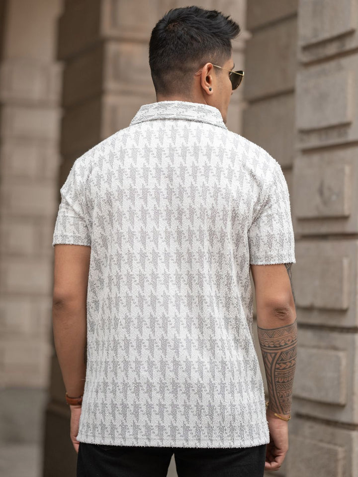 Powerlook Men Abstract Printed Polo Collar Cotton T-shirt
