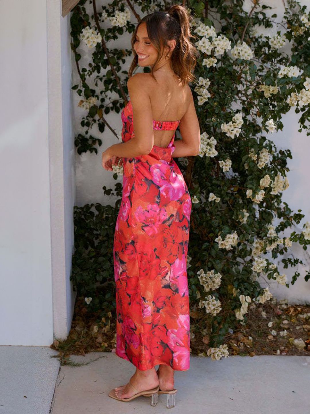 all about you Tie and Dye Print Off-Shoulder Maxi Dress