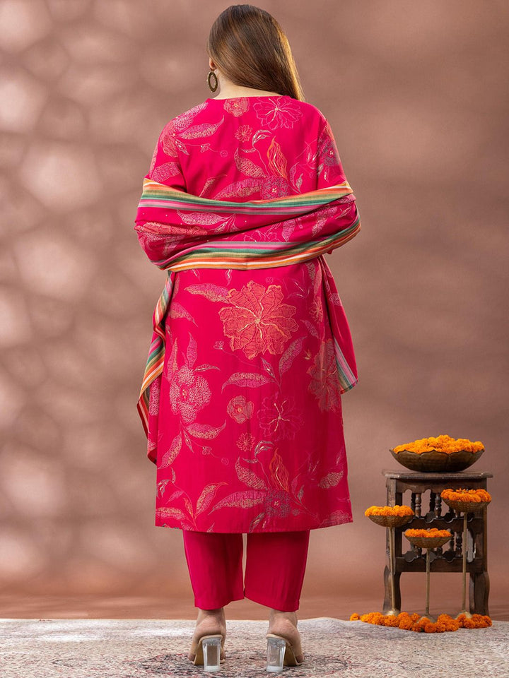 Kurta Bercetak Bunga Mamicha Wanita dengan Palazzos & Dupatta