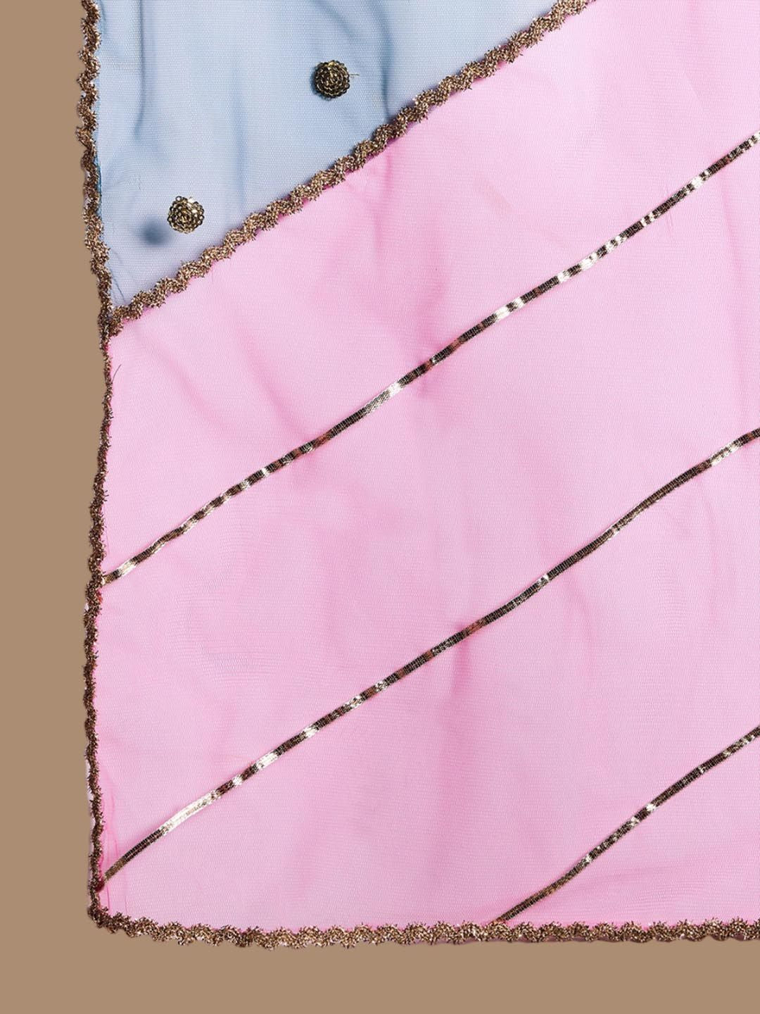 pspeaches Girls Floral Embroidered Sequinned Velvet Kurta with Trousers & Dupatta