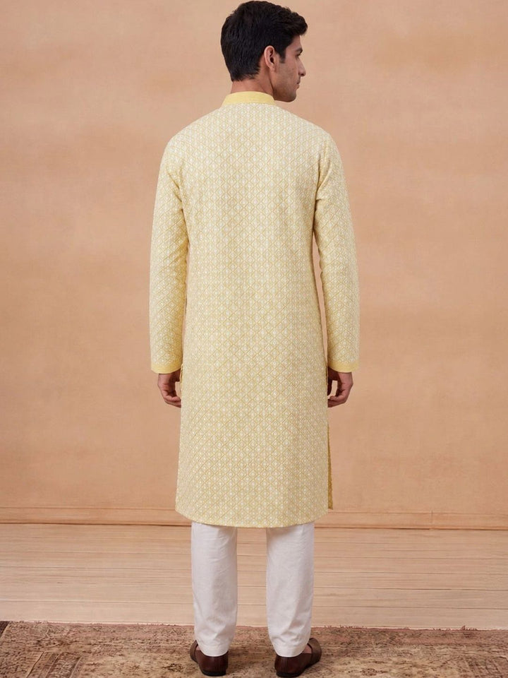 House of Chikankari Men Geometric Printed Kurta