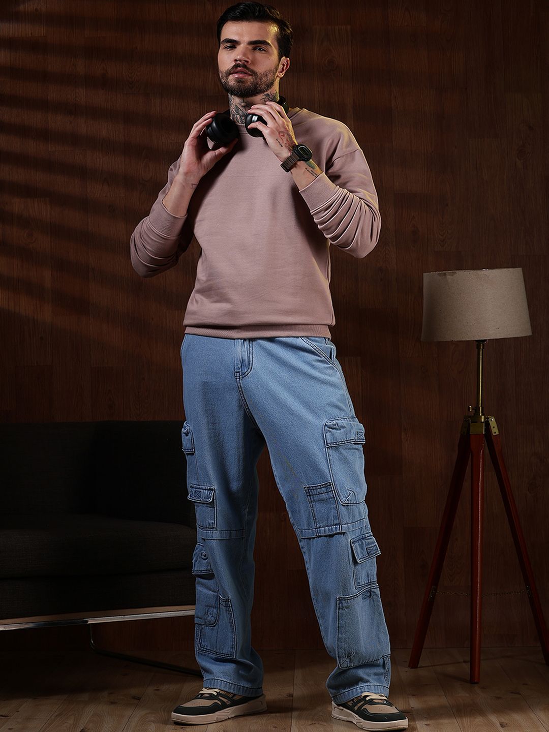Eszett Lelaki Leher Bulat Lengan Panjang Sweatshirt