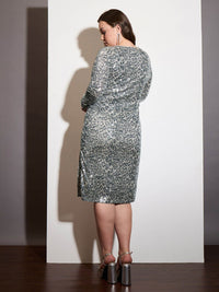 SASSAFRAS Curve Women Animal  Sequence Printed Net Bodycon Dress