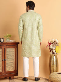 Jompers Men Embroidered Regular Sequinned Kurta with Pyjamas