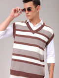 The Indian Garage Co Men Striped V-Neck Pullover