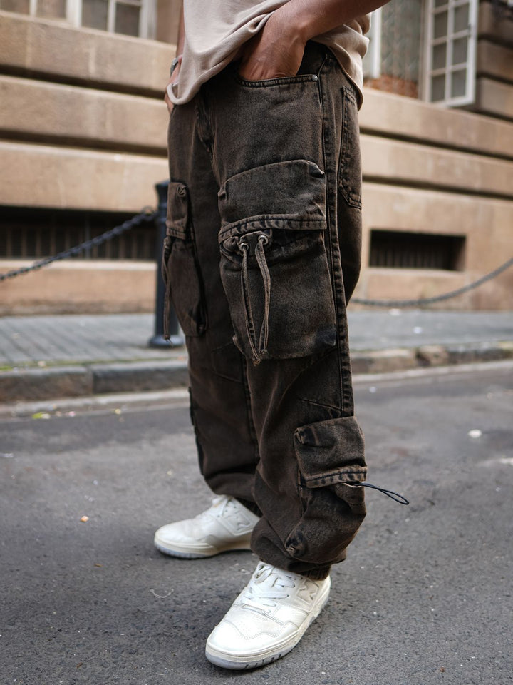 Powerlook Men Solid Loose Fit Cargos Trousers